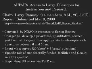 ALTAIR: Access to Large Telescopes for Instruction and Research