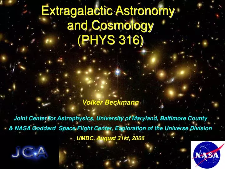 extragalactic astronomy and cosmology phys 316