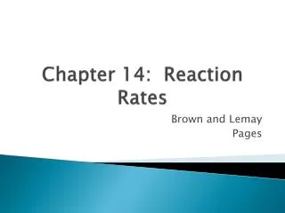 Chapter 14: Reaction Rates