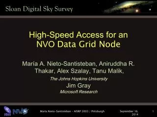 High-Speed Access for an NVO Data Grid Node