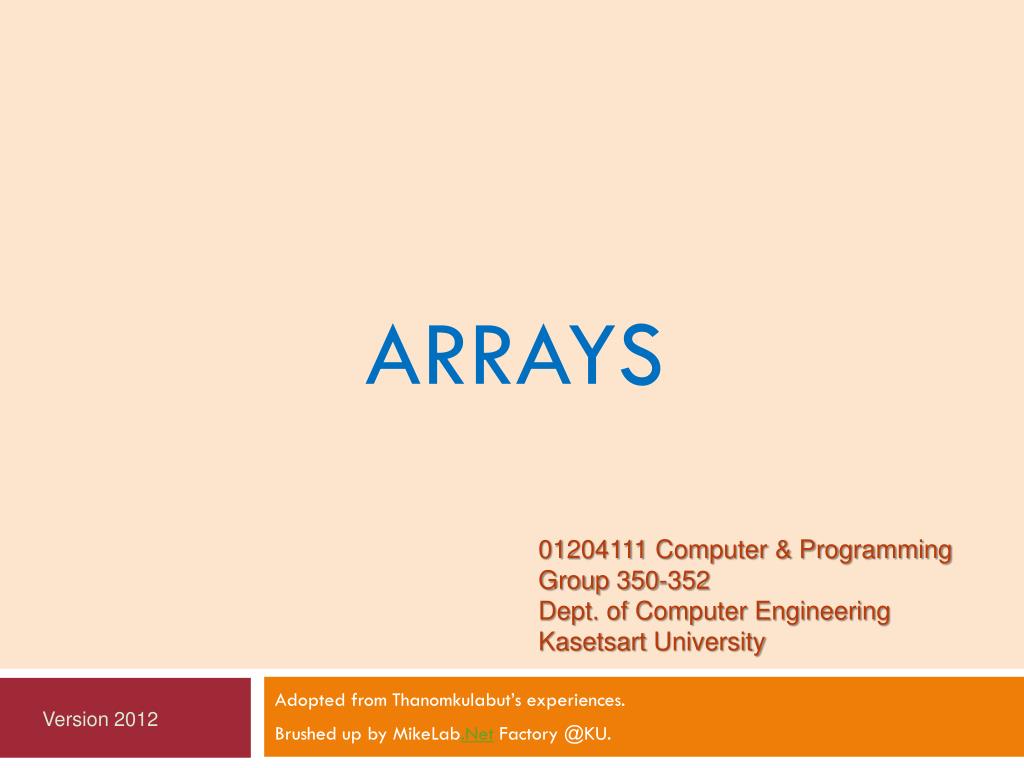 PPT - Arrays PowerPoint Presentation, free download - ID:4450025