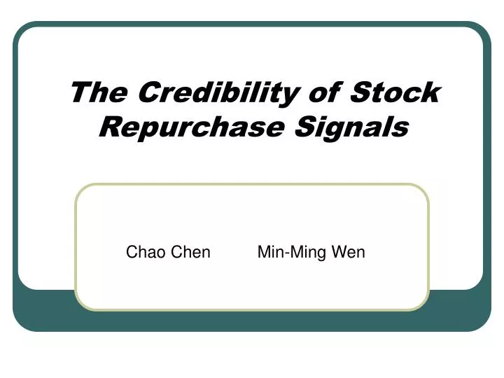 the credibility of stock repurchase signals