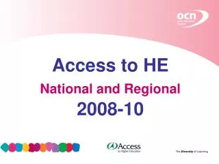 Access to HE National and Regional 2008-10