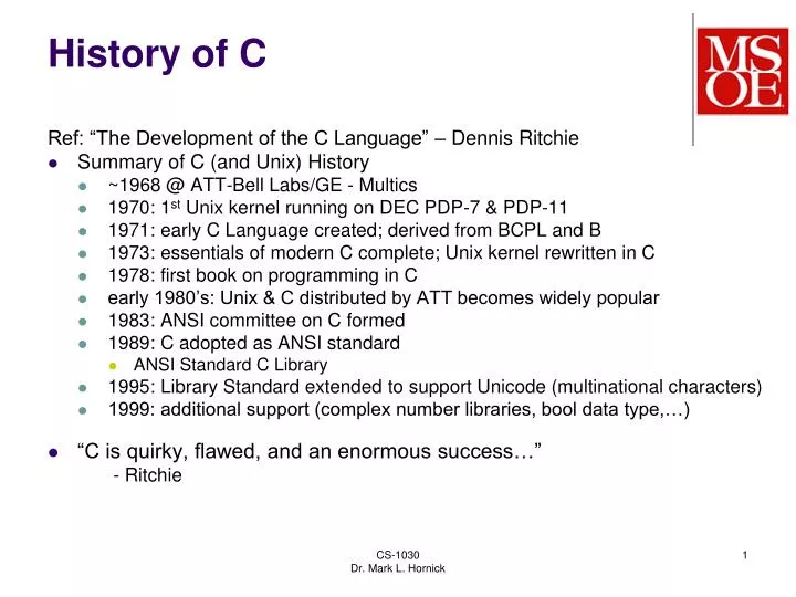 history of c
