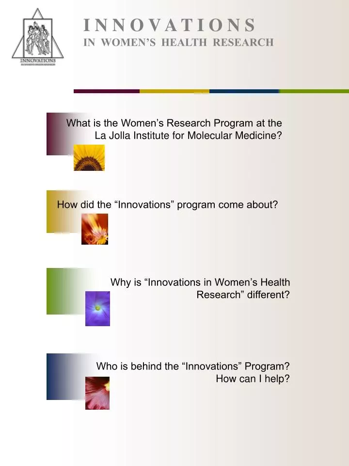 i n n o v a t i o n s in women s health research