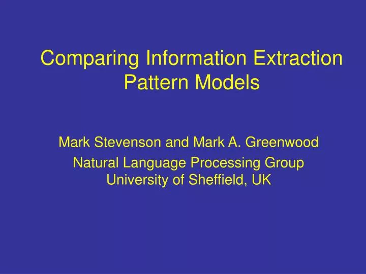comparing information extraction pattern models