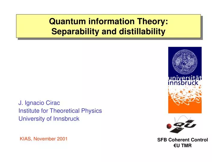 quantum information theory separability and distillability
