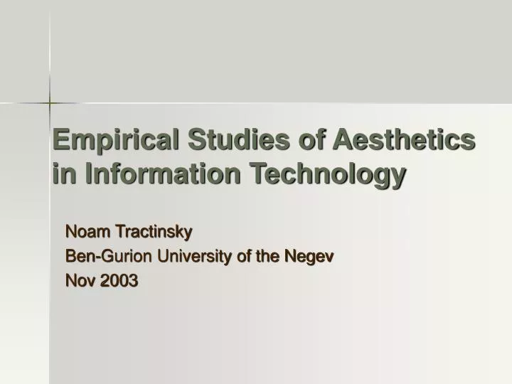empirical studies of aesthetics in information technology