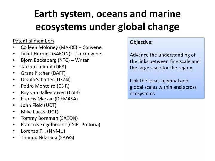 earth system oceans and marine ecosystems under global change