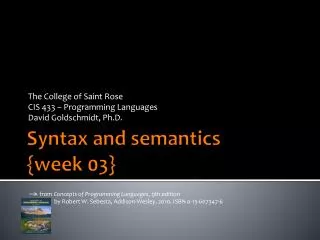 Syntax and semantics {week 03}