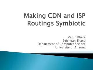 Making CDN and ISP Routings Symbiotic