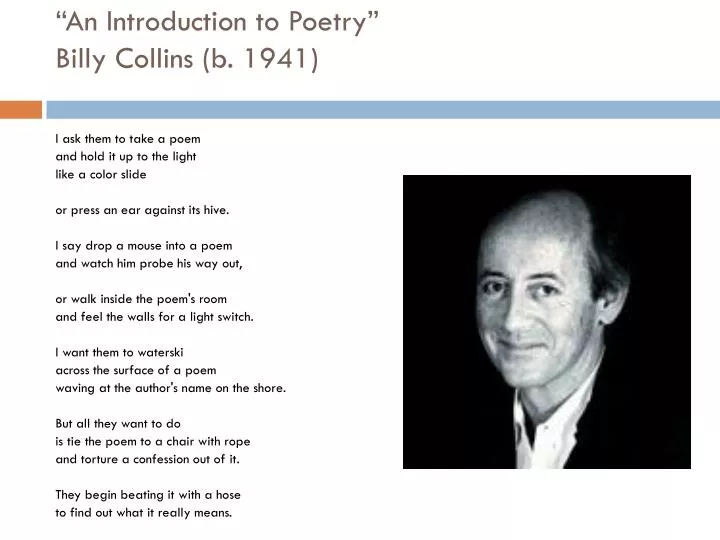 an introduction to poetry billy collins b 1941