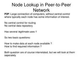 Node Lookup in Peer-to-Peer Network