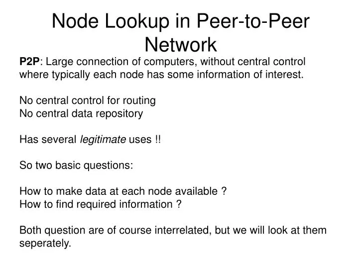 node lookup in peer to peer network