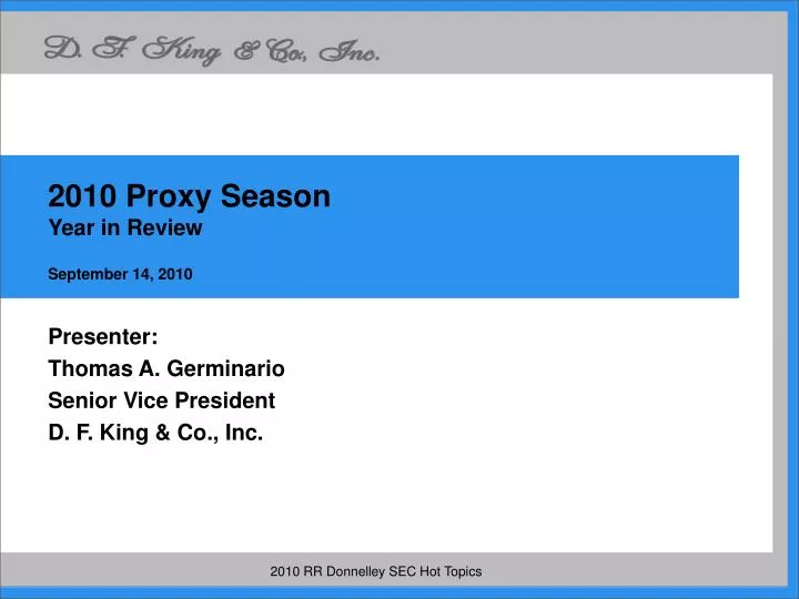 2010 proxy season year in review september 14 2010