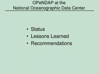 OPeNDAP at the National Oceanographic Data Center