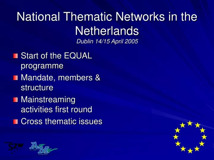 national thematic networks in the netherlands dublin 14 15 april 2005