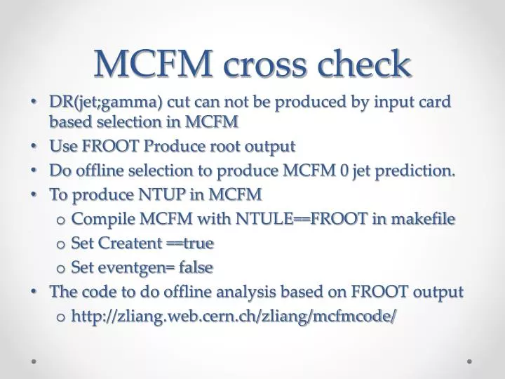 mcfm cross check