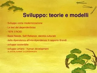 sviluppo teorie e modelli