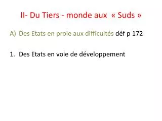 ii du tiers monde aux suds