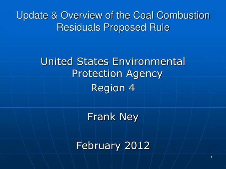 update overview of the coal combustion residuals proposed rule