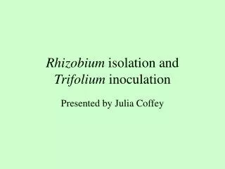 Rhizobium isolation and Trifolium inoculation