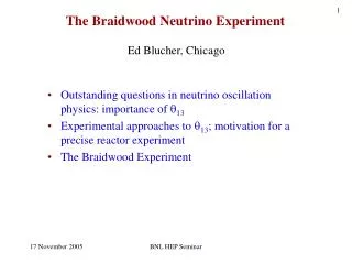 The Braidwood Neutrino Experiment