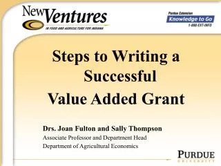 Steps to Writing a Successful Value Added Grant