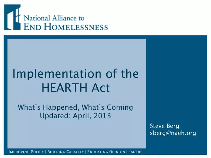 implementation of the hearth act what s happened what s coming updated april 2013