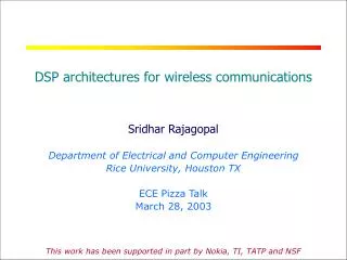 DSP architectures for wireless communications