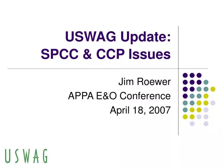 uswag update spcc ccp issues