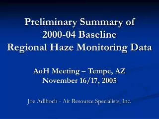 Joe Adlhoch - Air Resource Specialists, Inc.