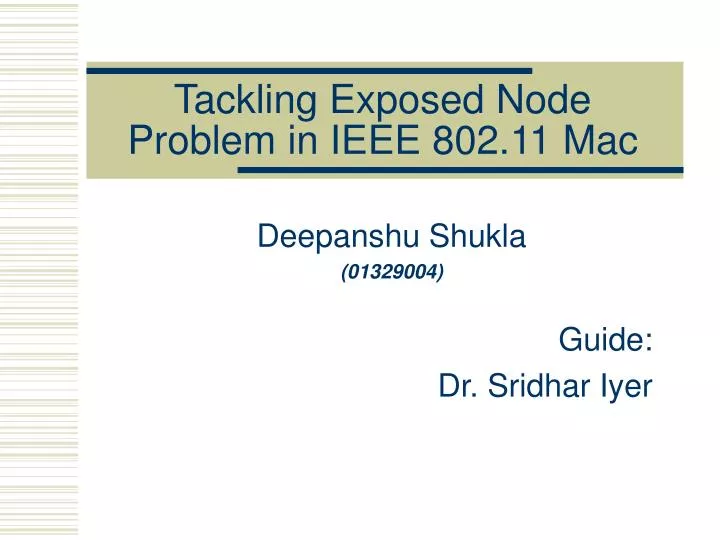 tackling exposed node problem in ieee 802 11 mac