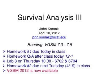 Survival Analysis III