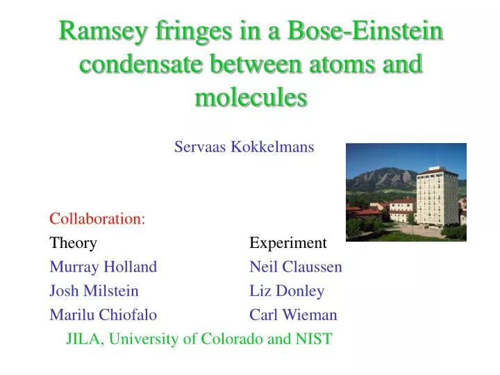 ramsey fringes in a bose einstein condensate between atoms and molecules