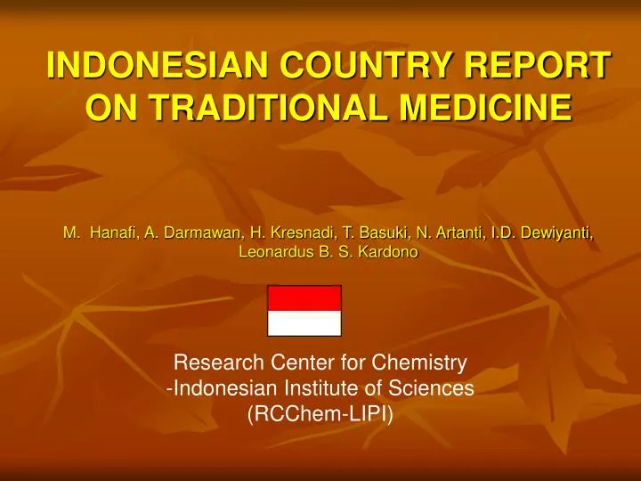 indonesian country report on traditional medicine