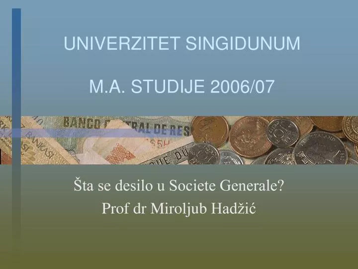 univerzitet singidunum m a studije 2006 07