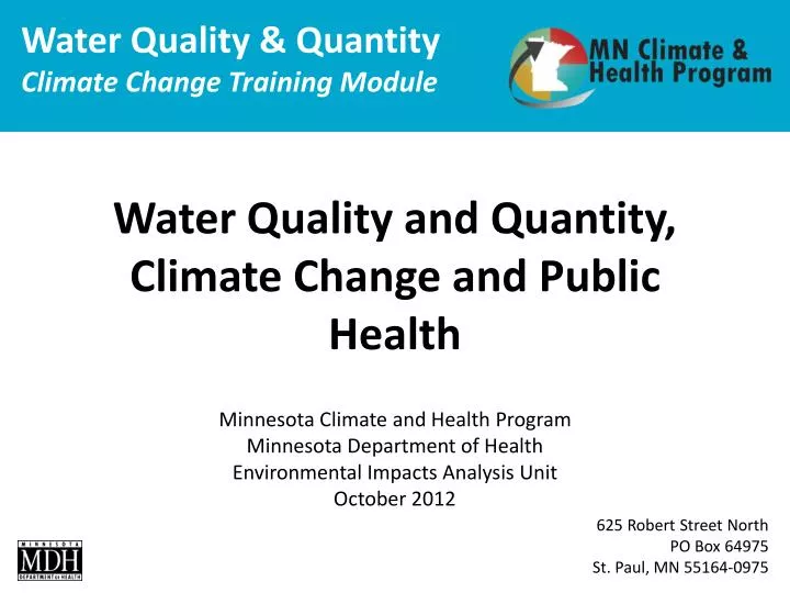 water quality and quantity climate change and public health