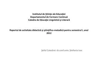 eful catedrei dr conf univ tefania isac