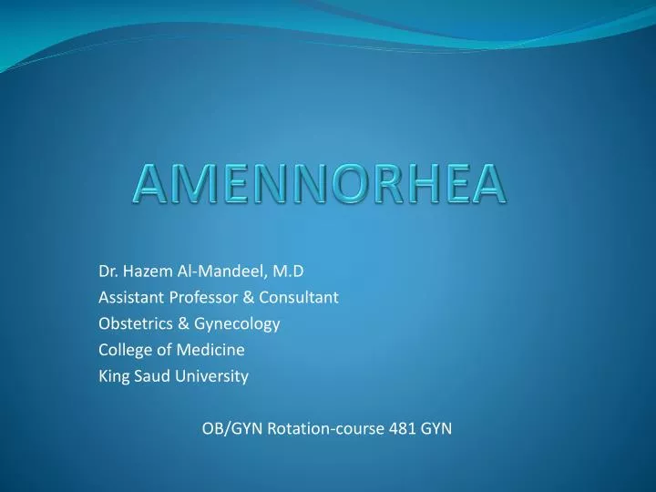 amennorhea