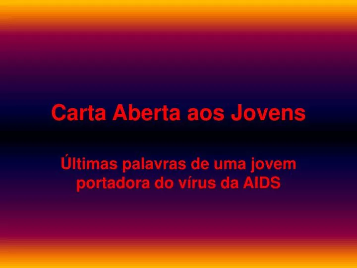 carta aberta aos jovens