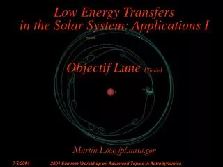 Low Energy Transfers in the Solar System: Applications I