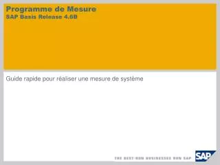 programme de mesure sap basis release 4 6b