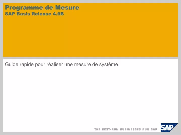 programme de mesure sap basis release 4 6b