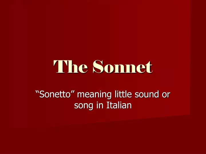 sonetto meaning little sound or song in italian