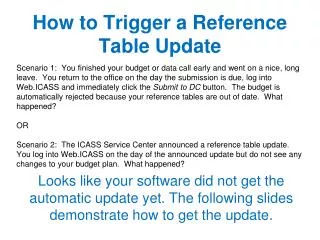 How to Trigger a Reference Table Update