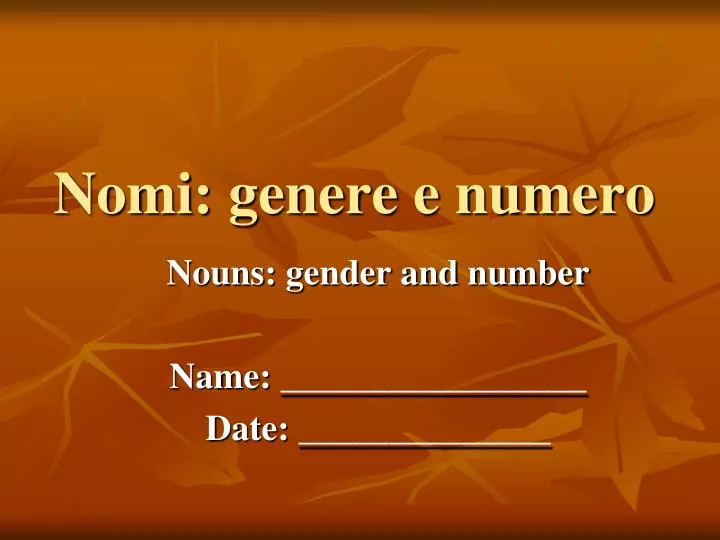 nomi genere e numero