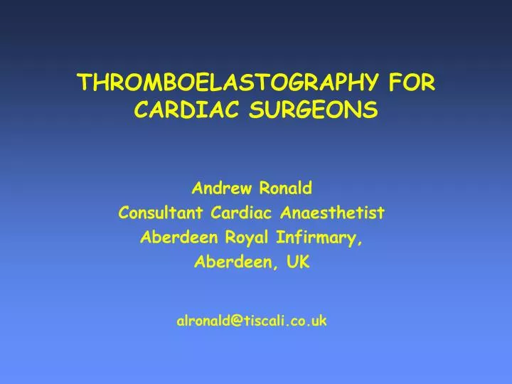 thromboelastography for cardiac surgeons