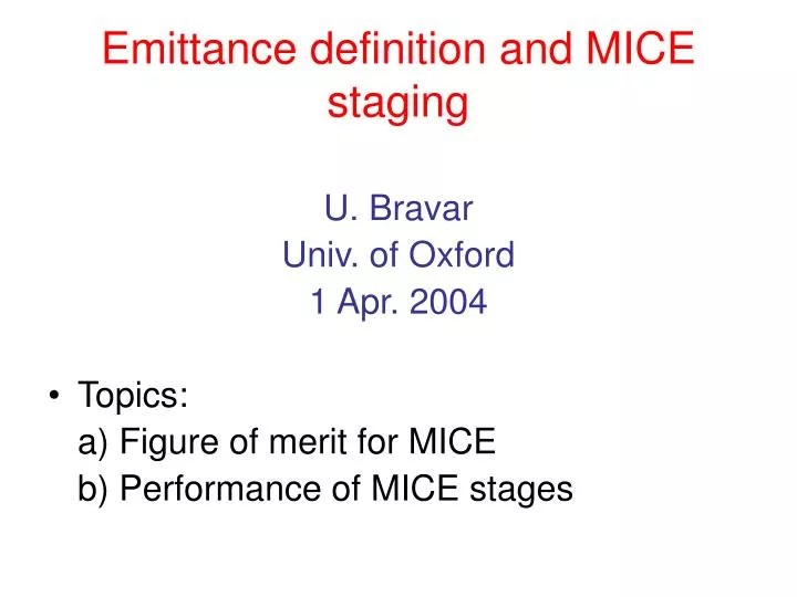 emittance definition and mice staging
