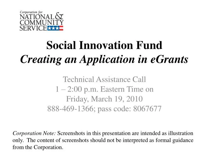 social innovation fund creating an application in egrants